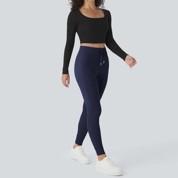 NWT Halara Softlyzero Plush Full Length Joggers High Waisted Peacoat Blue Size M - Picture 4 of 8